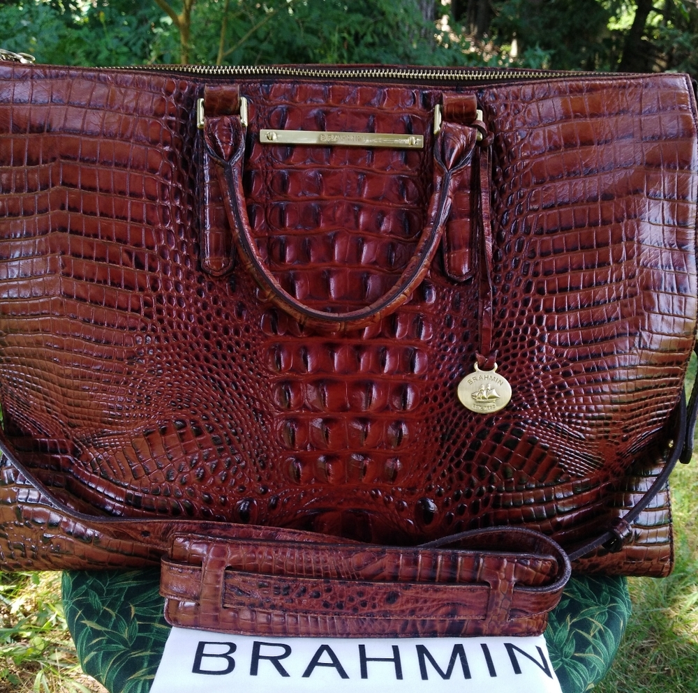 Brahmin Business Tote, Pecan Melbourne...Includes Dust Bag